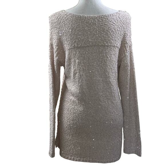 Chico's cream shimmer sweater, neutral, elegant, layering, effortless, soft glam - Picture 3 of 5